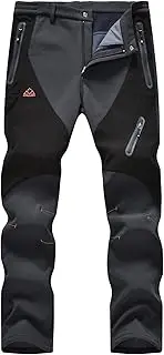 [Rdruko] Men's Waterproof Trousers Fleece Lined Winter Warm Ski Trousers Outdoor Hiking Walking Fishing Camping Pants with Zip Pockets