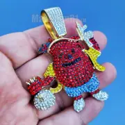 KOOL AID GUN MAN ICED MONEY BAG CUBIC ZIRCONIA GOLD PLATED LARGE CHARM PENDANT