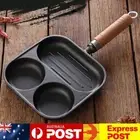 AU Kitchen Egg Frying Pan 3 Section Divided Egg Burger Maker Egg Pancake Steak P