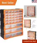 Wall Mount Hardware and Craft Storage Cabinet Drawer Organizer 39 Drawers, Bl...