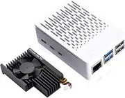 GeeekPi Case for Raspberry Pi 5 with Armor Lite V5 Adjustable Speed, Enclosure with Heatsink for Raspberry Pi 5 (White)