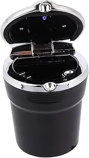 Cabilock Led Lighted Car Ashtray Non-slip Base Easy Cleaning Smokeless Portable Auto Black