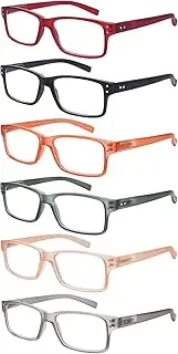 fadbon - 6 Pack Reading Glasses Blue Light Blocking, Spring Hinge Readers for Men and Women, Anti Glare Eyeglasses Black Frame