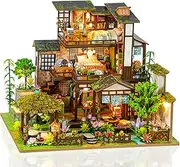 Miniature House Kit, DIY Miniature Kit, Dollhouse Kit, Mini House Building Kit, Doll House Kits for Adults Teen to Build (Spring Courtyard)