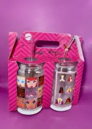 Barbie x Dragon Glassware Limited Edition Set of Two Drinking Glasses with Straw
