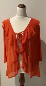 TS TAKING SHAPE 3/4 SLEEVE SUMMER MESH TROOPER CARDI ORANGE Sz S (16-18) *NWTS*