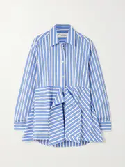 [JW Anderson] JW Anderson - Striped Cotton-poplin Peplum Shirt - Blue - UK 14 UK 14 Blue