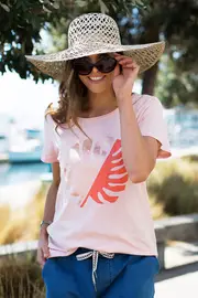 Sizzling Leaf Print Tee--ELM-8127025