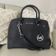 NEW MICHAEL KORS Jet Set Large Satchel Purse Bag Saffiano Leather Black