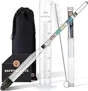 Brewer's Elite Hydrometer & Test Jar Combo, Hardcase, Cloth - Triple Scale Specific Gravity ABV Tester- for Wine, Beer, Mead and Kombucha