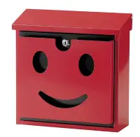 在飛比找Yahoo!奇摩拍賣優惠-日本進口 可愛有趣紅色笑臉法式信箱門口戶外收件箱郵件信封收納