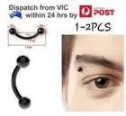 1-2PC 18g Black Curved Banana Eyebrow Ring Bar Belly Ear Nipple 8mm Bar Piercing