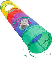 Rainbow Cat Tunnel,Cat Toys Crinkle Tunnel with Ball and Peek Holes - Interactive and Scratch-Resistant Kittens Rabbits Puppies Tube