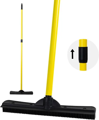 Furemover Original Pet Hair Rubber Broom with Squeegee, with 58" Telescopic Hand
