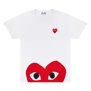 [COMME des GARCONS PLAY] Short Sleeve Peek A Boo Heart Tee Unisex