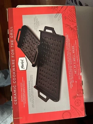 Parini Ceramic Cookware for The Grill Set of 2 Griddles Non Stick New In A Box