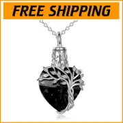 Elegant 925 Silver Tree of Life Necklace for Ashes - Adjustable Heart Pendant