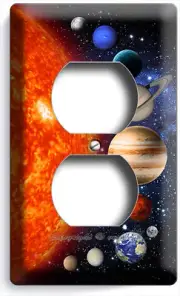 SOLAR SYSTEM SPACE PLANETS MOON STARS OUTLET WALL PLATE KIDS BEDROOM ROOM DECOR