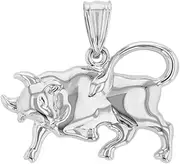[Jewelry America] High Polish 14k White Gold 3D Taurus Zodiac Sign Bull Animal Pendant, Gold, No Gemstone