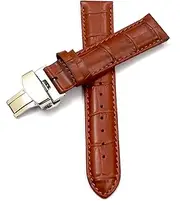 [g24] 20mm Genuine Leather Maroon Watch Band Strap for Men and Women | Comfortable and Durable Material | Deployment Silver Buckle-A5