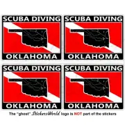 OKLAHOMA SCUBA DIVING Flag-Map Shape USA Rectangular Stickers, Decals 50mm x4