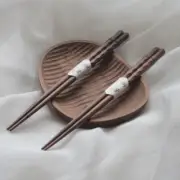 2 Pairs Chinese Black Walnut Tortoise Shell Tangent Wooden Chopsticks Wooden