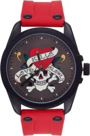 ED HARDY Singles Men's Quartz Movement Skull Print Analog Watch MSRP$95 NIB