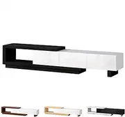 ALFORDSON TV Stand Cabinet Extendable, Flexible Entertainment Unit with High Gloss Front, Multimedia Centre with 3 Drawers, 190-280 x 39 x 41.5 cm, Black White