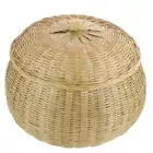 Kitchen Basket Bamboo Basket With Lid Large-capacity Woven Storage Basket Round