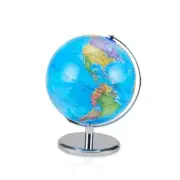 LED Illuminated Globe of The World with Sturdy Chrome Rotating Display Stand -