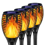 4 Pack Solar Flame Torch Light Garden Lantern Lamp Flickering Dancing Waterproof