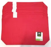 Red Placemats 8 Basket Weave 12x18 Wipe Clean Polyester Family Chef Set NWT