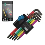 Wera 9 Pc Metric Torx Hex Allen L Key Set Multicolour Holding Function 967/9 TX