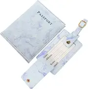 [TOGEVAL] 1 Set Color Changing Pu Marble Passport Cover Fashionable Passport Holder Travel Supplies Pu Passport Holder Luggage Tag for Suitcases Passport Wallet Family Suitcase Tag