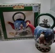 Debbie Mumm Sakura Snowglobe Christmas Teapot Collection Earthenware New in Box