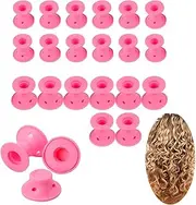 TRIXES 24PC Silicone Hair Curlers for Her - Easy Styling Sleep In Rollers - Beauty Aid - Pink