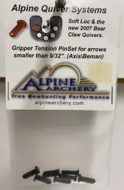 NEW ALPINE ARCHERY QUIVER SYSTEMS GRIPPER TENSION PINSET, ARROWS SMALLER 9/32"