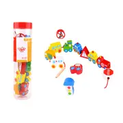Tooky Toy Lacing Blocks 27cm Wooden Transportation Vehicles Toy Baby/Kids 2y+