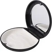 Aligner Case, Retainer Case, Braces Box,Denture Holder Case Small with Magnetic Closure and Silicone Textured Line,Mouthguard Case Holder Protective Case for Oral Care Dentisty. (Black with Mirror)