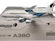 Pre-Built Model Aircraft 1:400 Static Model Airplane for Malaysia Airlines A380 9M-MNE High-Detailed Model Collectible Aircraft Miniature Airplane Model