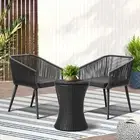Livsip 3PCS Outdoor Furniture Lounge Setting Ice Bucket Black Adjustable Table