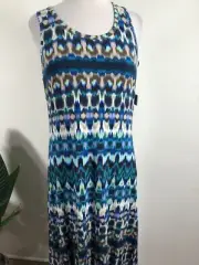 Cynthia Rowley Womens Maxi Dress Size L Multicolor Stretch Sleeveless Pullover
