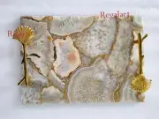 White Agate Serving Tray, Kitchen Tray, Table Decor Serve Ware Housewarming Gift