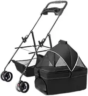 Pet Stroller Pet Stroller Four-Wheel Pet Stroller Folding Pet Stroller Lightweight Pet Stroller Outdoor Pet Stroller Small Pet Stroller(Black,Small)