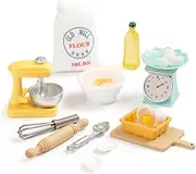 SAMCAMI 1 12 Scale Dollhouse Accessories Kitchen Set 15 Pieces - Stand Mixer, Kitchen Scale, Flour, Rolling pin and Others – Miniature Modern Dollhouse Furniture Decoration (A)