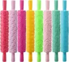 8 Pcs Cake Decorating Embossed Rolling Pins, Plastic Roller Pin Textured Non-...