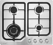 Devanti Gas Cooktop, 60cm 4 Burner Portable Stove Electric Cooktops Wok Burners Cooker Super Powerful Stoves Home Kitchen Appliances, Stainless Steel Tempered Glass Surface Knob Controls Sliver