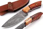 Damascus Knives for Hunting Skinning - Fixed Blade Hunting Knife with Sheath H1