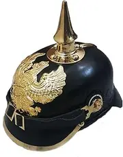 FR Badge German Prussian Helmet Brass Spike Leather Pickelhaube Helmet Black