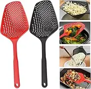 Large Scoop Colanders Strainers, 13.5'' Pasta Strainer, Spaghetti Spoon, Slotted Ladle for Draining Spaghetti, Noodles, Veggies, Boiled Eggs, Sturdy and Heat Resistant (2 pieces)